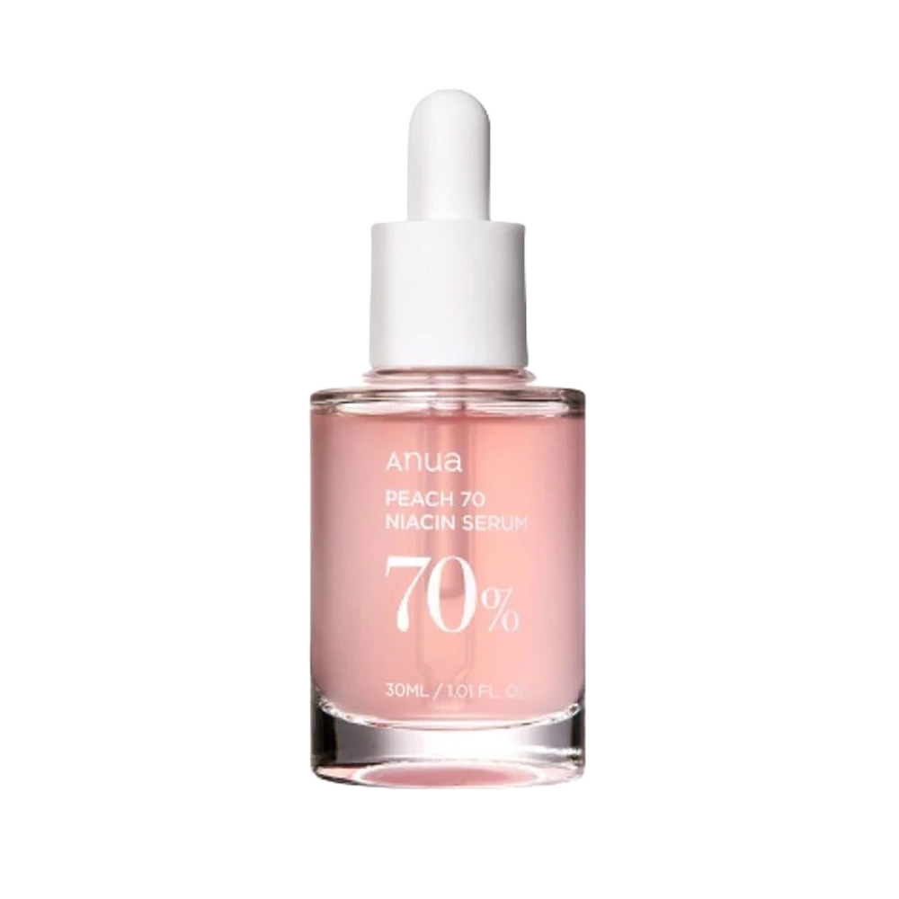 Anua Peach 70 Niacin Serum bottle on a white background