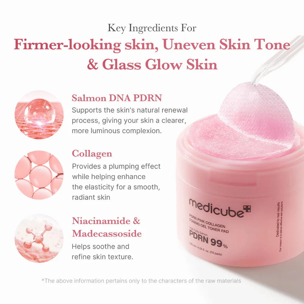 Medicube PDRN Pink Collagen Toning Gel Toner Pad